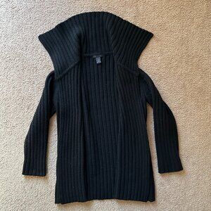 The Limited Sweater Womens Medium Cardigan 100% Lambswool Black Ribbed